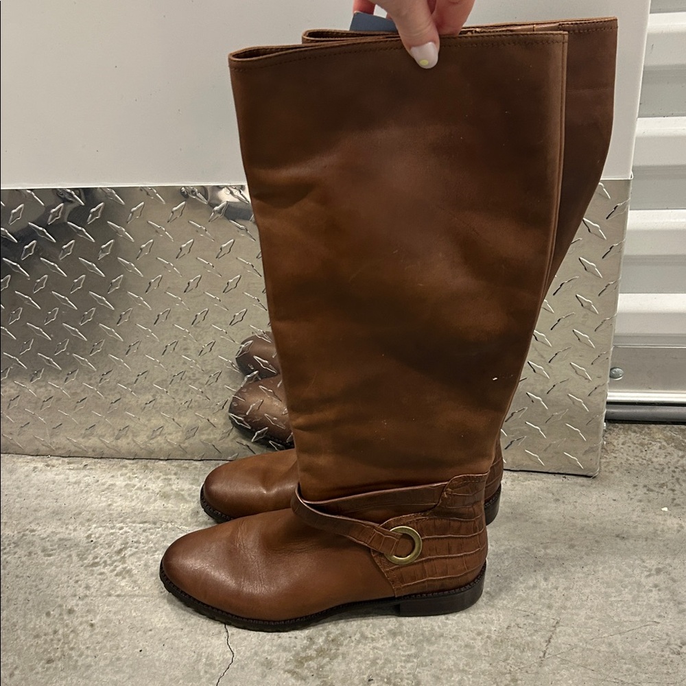 Antonio Melanie brown croc embossed riding boot size 9 NWT